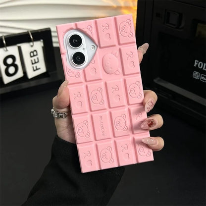 Rilakkuma 3D Chocolate Bar iPhone Case – Cute Soft Silicone
