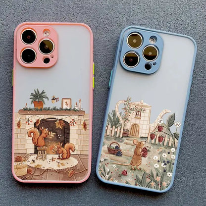 Cartoon Animal iPhone Case – Bear Fox Squirrel Design
