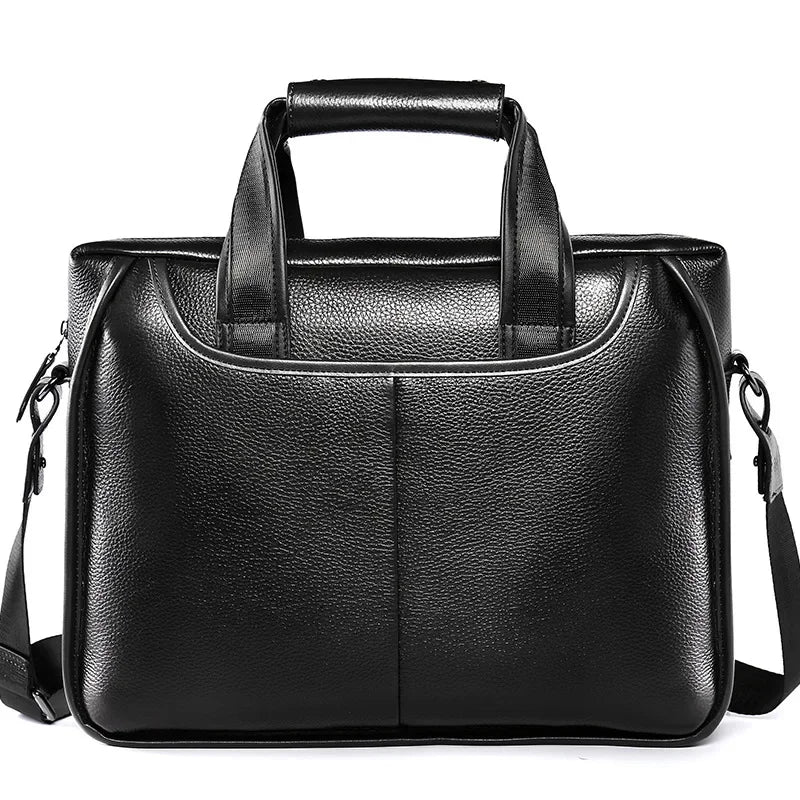 Genuine Leather Men's Briefcase Messenger Laptop Bag