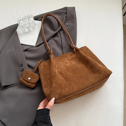 Luxury Faux Suede Tote Bag New Shoulder Bag