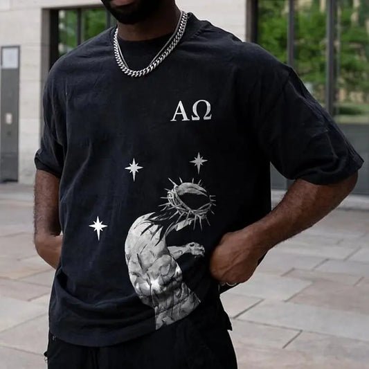 Oversized Dragon Graphic T-Shirt Men – Alpha Omega Y2K Streetwear