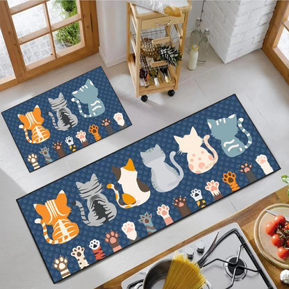 2-Piece Boho Kitchen Rug Set – Stain-Resistant Floral Patchwork Mat