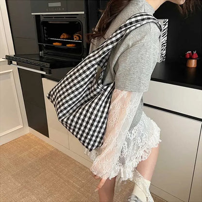 Korean Vintage Plaid Underarm Bags