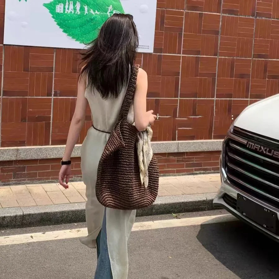 Knit Shoulder Bag for Women – Soft Woven Casual Tote