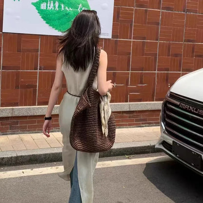 Knit Shoulder Bag for Women – Soft Woven Casual Tote