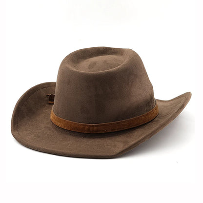 Western Cowboy Fedora Hat – Faux Suede Jazz Brim
