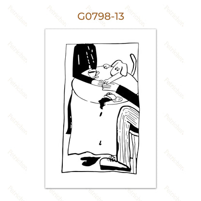 Minimalist Black and White Line Art Canvas Wall Art Print