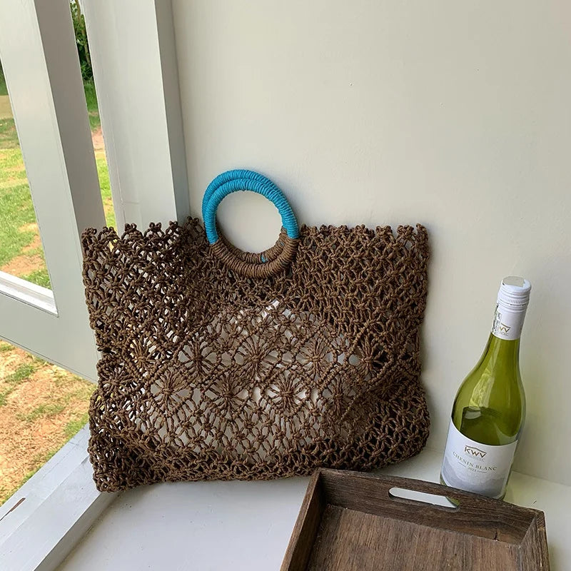 Straw Beach Bag – Handmade Bohemian Crochet Tote
