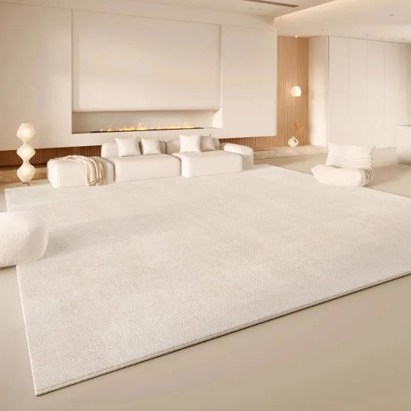 Minimalist Cream Area Rug – Soft Non-Slip Living Room Carpet