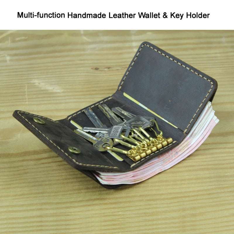 Handmade Leather Trifold Wallet | Key Holder & Organizer