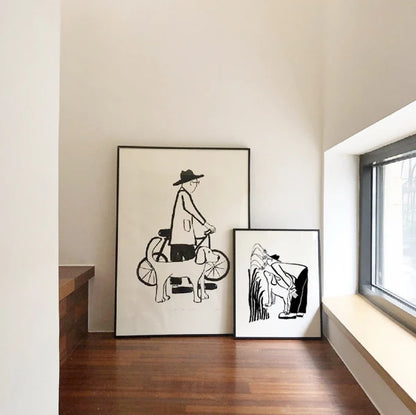 Minimalist Black and White Line Art Canvas Wall Art Print