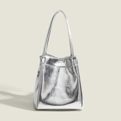Trendy Silver Portable Bucket Shoulder Bag