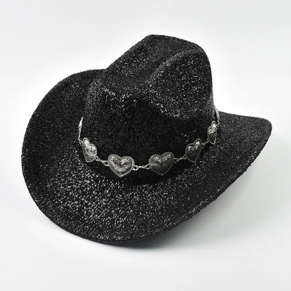 Glitter Cowboy Hat with Rhinestone Chain – Unisex Party Hat