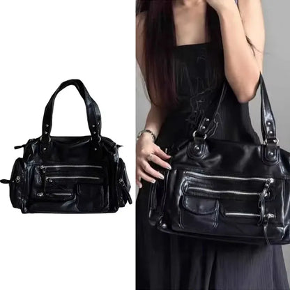 Vintage Punk Women Tote Bags Mujer Moto Style