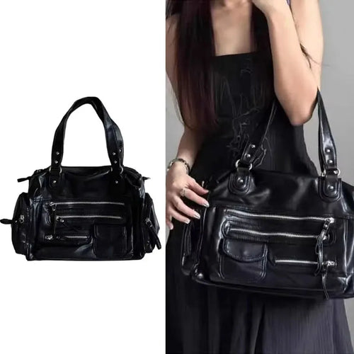 Vintage Punk Women Tote Bags Mujer Moto Style