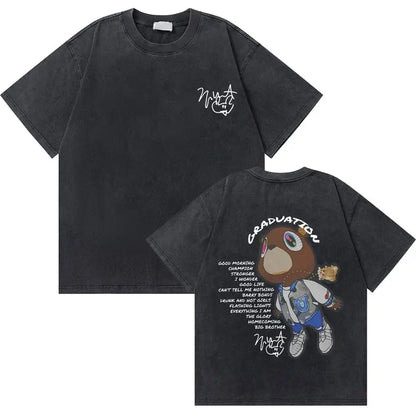 College Dropout Bear Graphic T-Shirt – Washed Vintage Streetwear Tee