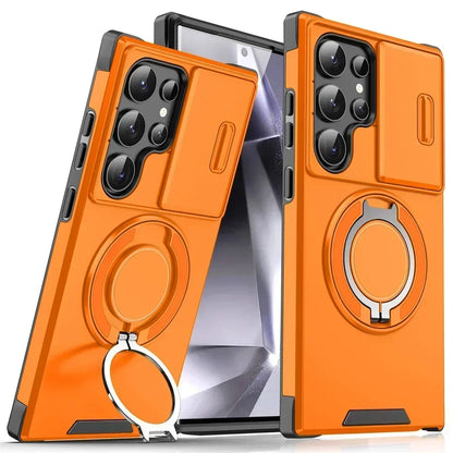 Slide Camera Cover Magnetic Ring Stand Samsung Case