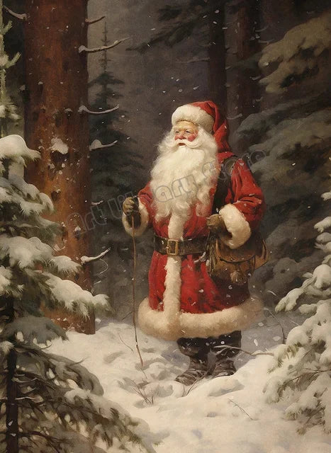 Santa Claus Christmas Poster – Vintage Portrait Wall Art