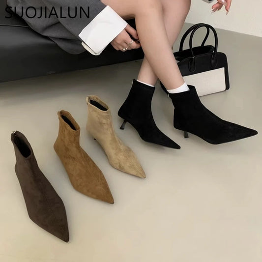 Women's Pointed Toe Ankle Boots – Slim Kitten Heel