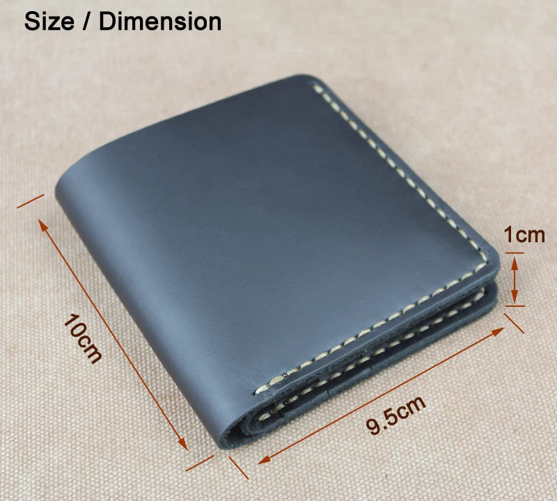 Handmade Crazy Horse Leather Bifold Wallet for Men