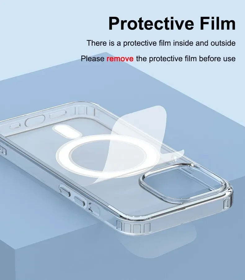 Clear MagSafe iPhone Case – Magnetic Circle Cover for iPhone 7–16 Series