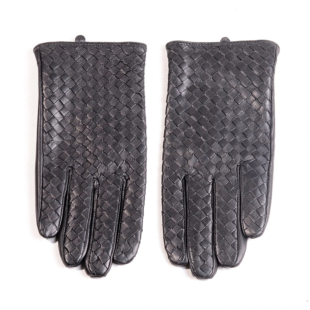 Men's Woven Leather Driving Gloves | Lambskin Intrecciato