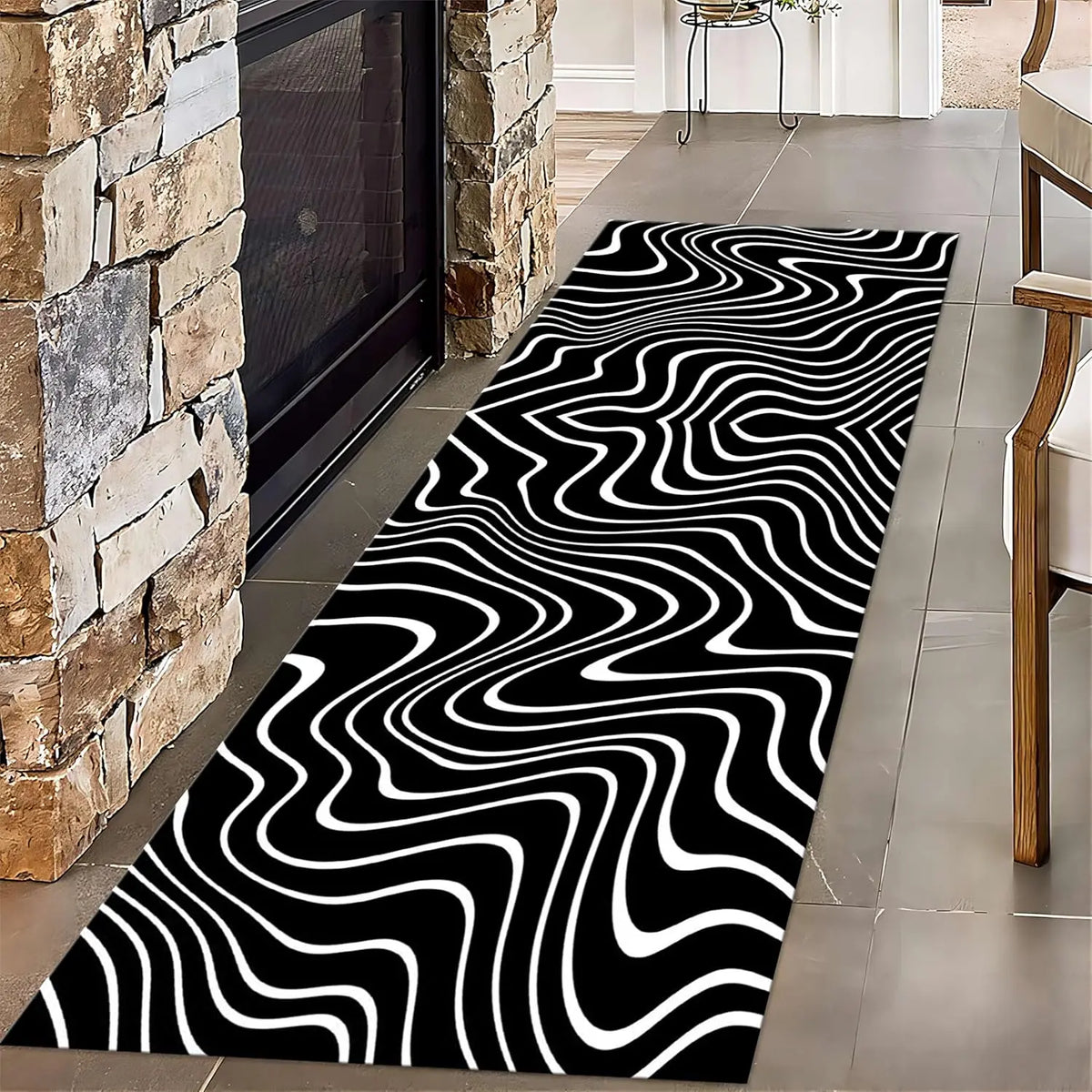 Abstract Geometric Runner Rug – Non-Slip Hallway & Living Room Carpet