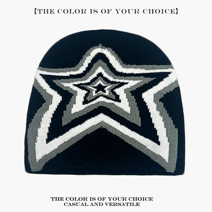 Star Knit Beanie Hat – Color Block Y2K Unisex