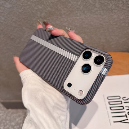 Carbon Fiber Stripe Hard iPhone Case – Kevlar Texture Cover
