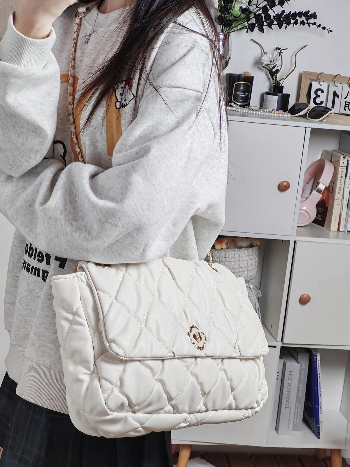 Sweet Cute Pink Women High Street Leather Y2k Underarm Bag