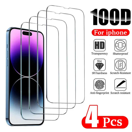 Tempered Glass Screen Protector for iPhone – 4-Pack HD 9H