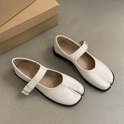 Women's Split Toe Mary Jane Flats – Tabi Leather Buckle Shoes