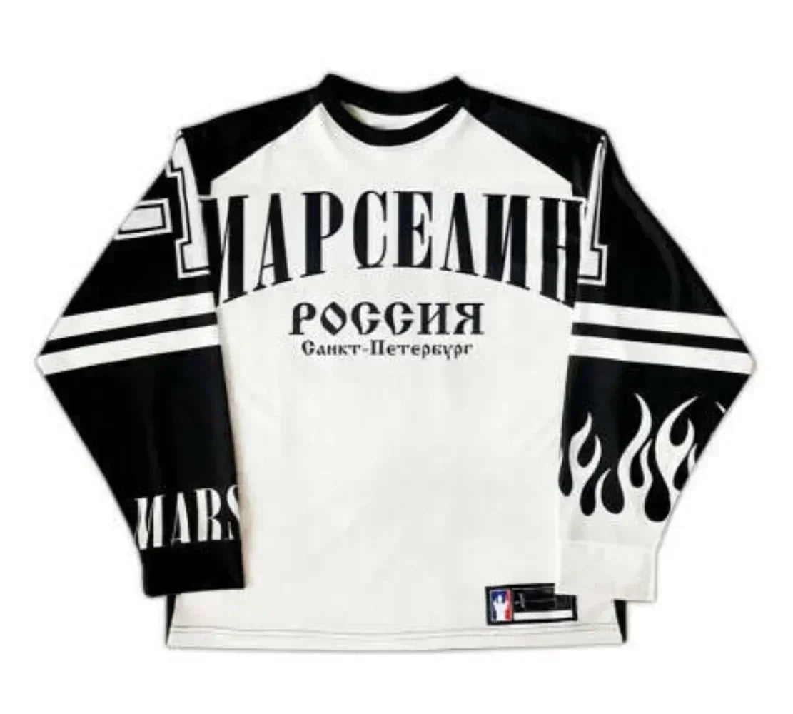 Oversized Goth Long Sleeve Baseball Jersey Shirt – Y2K Streetwear