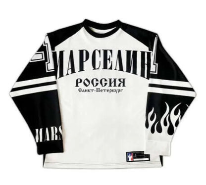Oversized Goth Long Sleeve Baseball Jersey Shirt – Y2K Streetwear