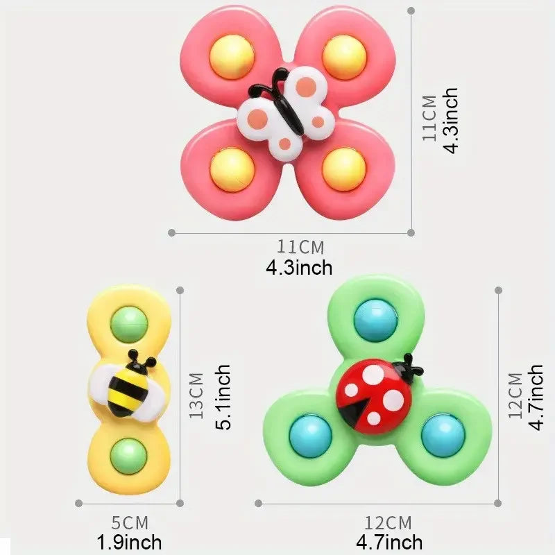 Kids Suction Cup Spinning Toy Cartoon Bug Flower Interactive Educational Baby Toy