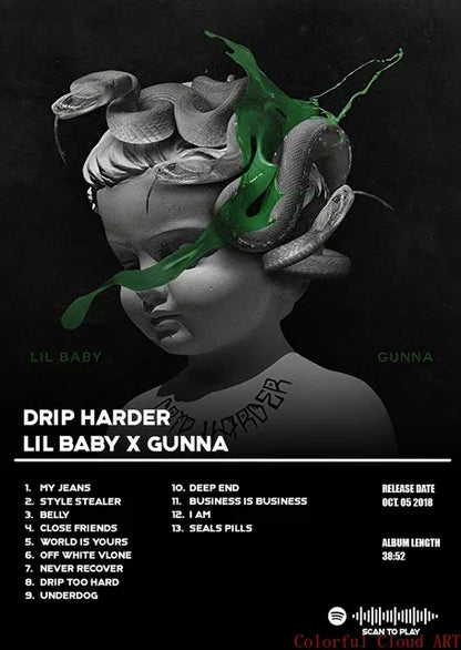Gunna DS4EVER Album Tracklist Poster – Hip Hop Music Wall Art Print