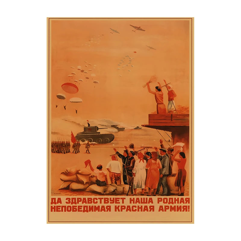 Soviet USSR Vintage Propaganda Poster – Stalin Portrait Retro Wall Art Print