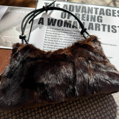 Mink Fur Shoulder Bag – Luxury Women's Crossbody Handbag