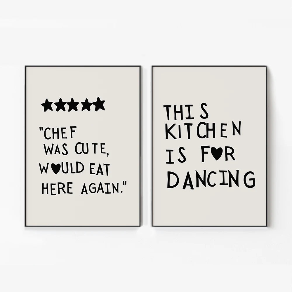 Funny Chef Quote Canvas Wall Art Poster – “Chef Was Cute” Kitchen Print