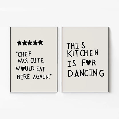 Funny Chef Quote Canvas Wall Art Poster – “Chef Was Cute” Kitchen Print
