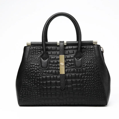 Alligator-Embossed Genuine Leather Women's Crossbody Handbag