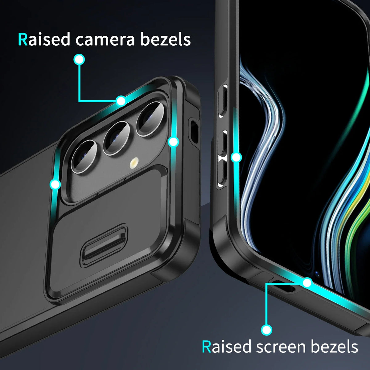 Shockproof Armor Samsung Galaxy Case with Slide Camera Cover