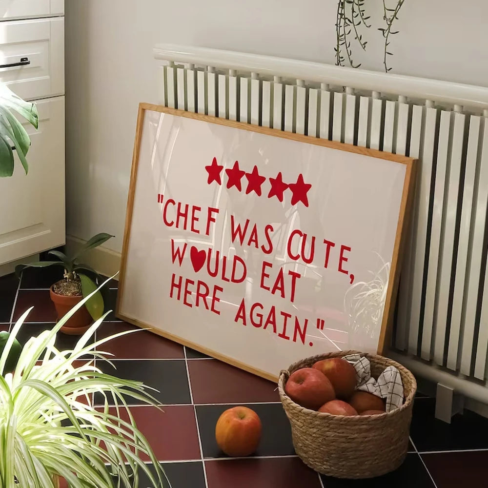 Good Food Good Mood Kitchen Wall Art Canvas Poster – Cute Chef Print