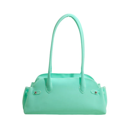PVC Shoulder Bag for Women – Solid Color Mini Tote Handbag