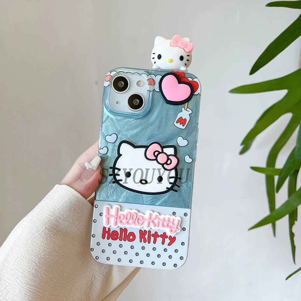 Cute Cartoon Samsung Case with 3D Doll – Cinnamoroll Kuromi Kitty Design