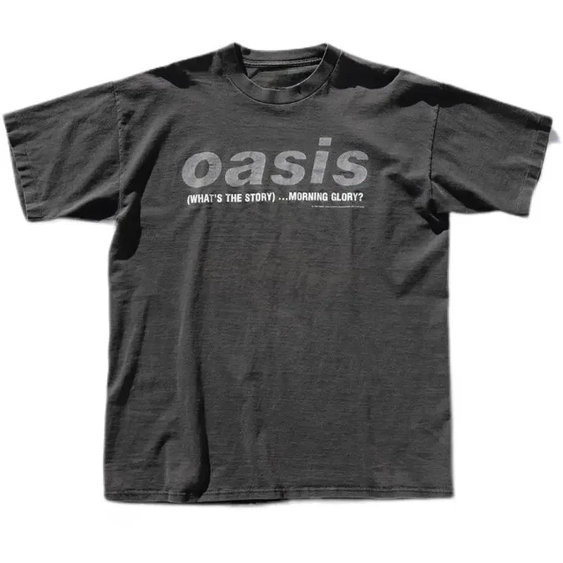 Summer Oasis Band Men Women Harbor Style Cotton Oversize Street Casual Loose Short Sleeve T-Shirt