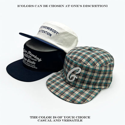 Retro Flat Brim Baseball Cap – Letter Embroidery Unisex Hat