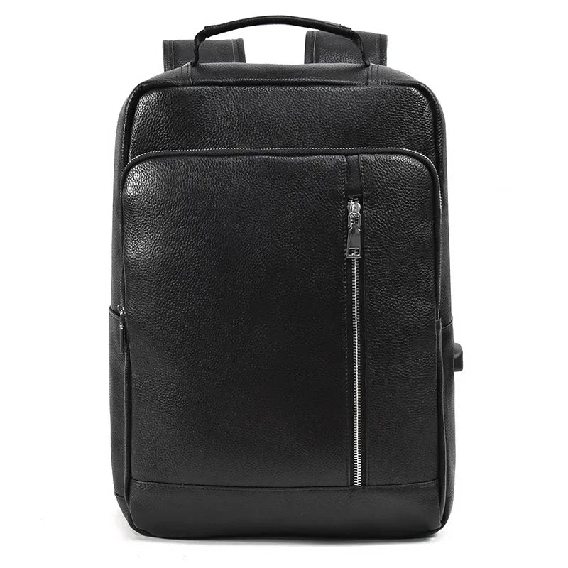 Genuine Leather Men's Backpack – Large Brown & Black