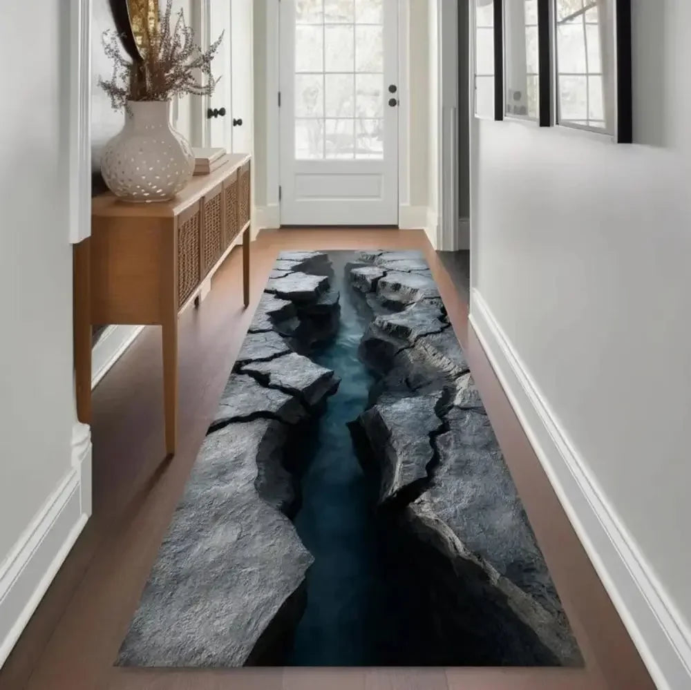 3D Optical Illusion Waterfall Abyss Runner Rug – Hallway Mat