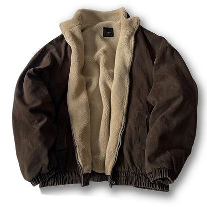 Fleece-Lined Bomber Jacket Men – Japanese Vintage Streetwear